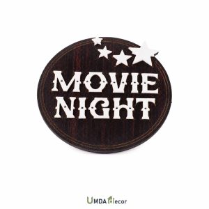 Movie Night Table Sign, Wood-Acrylic