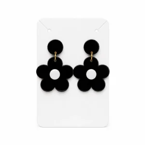 Black & White Daisy Dot Acrylic Earrings Daisy Dot Black & White Flower Earrings
