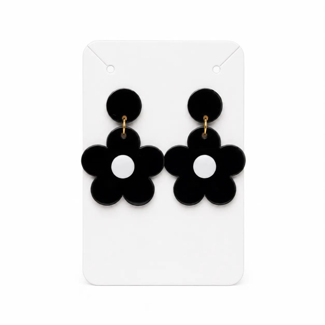 Black & White Daisy Dot Acrylic Earrings Daisy Dot Black & White Flower Earrings