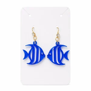 Tropical Angelfish Acrylic Earrings Translucent Blue/Green Angelfish Earrings