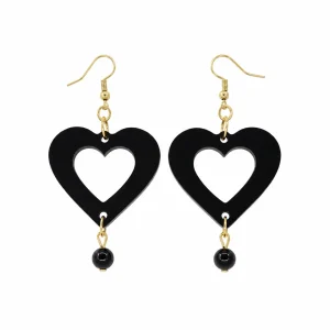 Midnight Black Heart Acrylic Earrings