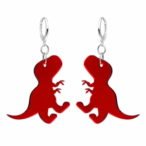 Red Acrylic T-Rex Dinosaur Earrings