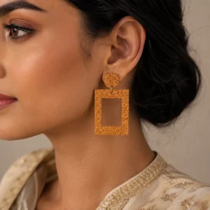 Textured Geometric Rectangle Acrylic Earrings