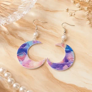 Pastel Crescent Pearl Acrylic Earrings