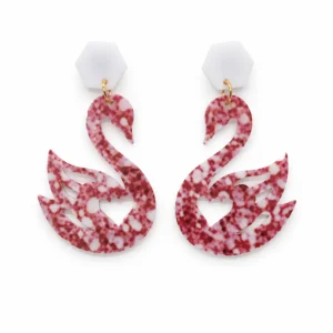 Rose Speckled Swan Acrylic Earrings