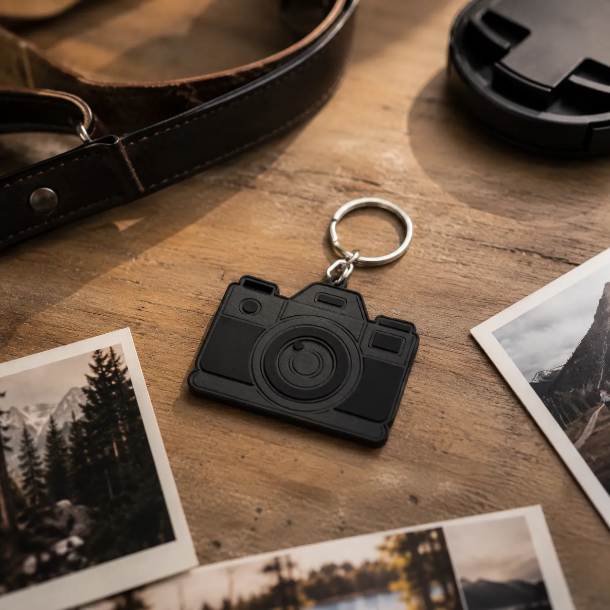 Sleek Black Camera Acrylic Keychain Sleek Black Camera Acrylic Keychain - Image 3