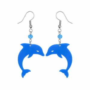 Aqua Blue Dolphin Acrylic Earrings