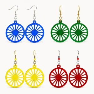 Modern Geometric Sun Wheel Earrings