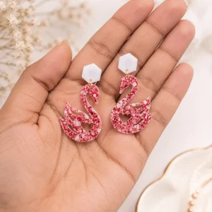 Rose Speckled Swan Acrylic Earrings - Image 3