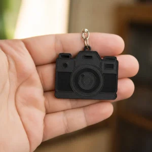 Sleek Black Camera Acrylic Keychain Sleek Black Camera Acrylic Keychain - Image 2