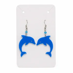 Aqua Blue Dolphin Acrylic Earrings