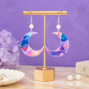 Pastel Crescent Pearl Acrylic Earrings