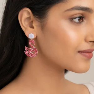 Rose Speckled Swan Acrylic Earrings - Image 4
