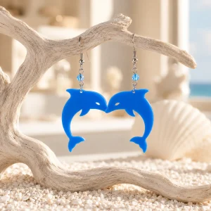 Aqua Blue Dolphin Acrylic Earrings