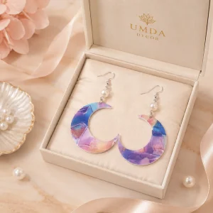 Pastel Crescent Pearl Acrylic Earrings