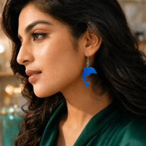 Aqua Blue Dolphin Acrylic Earrings