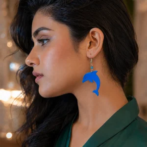 Aqua Blue Dolphin Acrylic Earrings