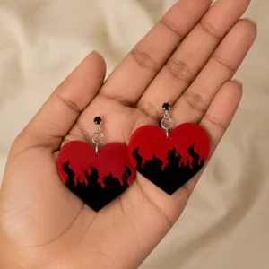 Dil-e-Aatish | Red & Black Flame Earrings