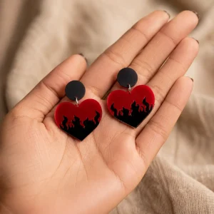 Dil-e-Aatish | Red & Black Flame Earrings
