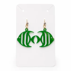 Tropical Angelfish Acrylic Earrings Translucent Blue/Green Angelfish Earrings