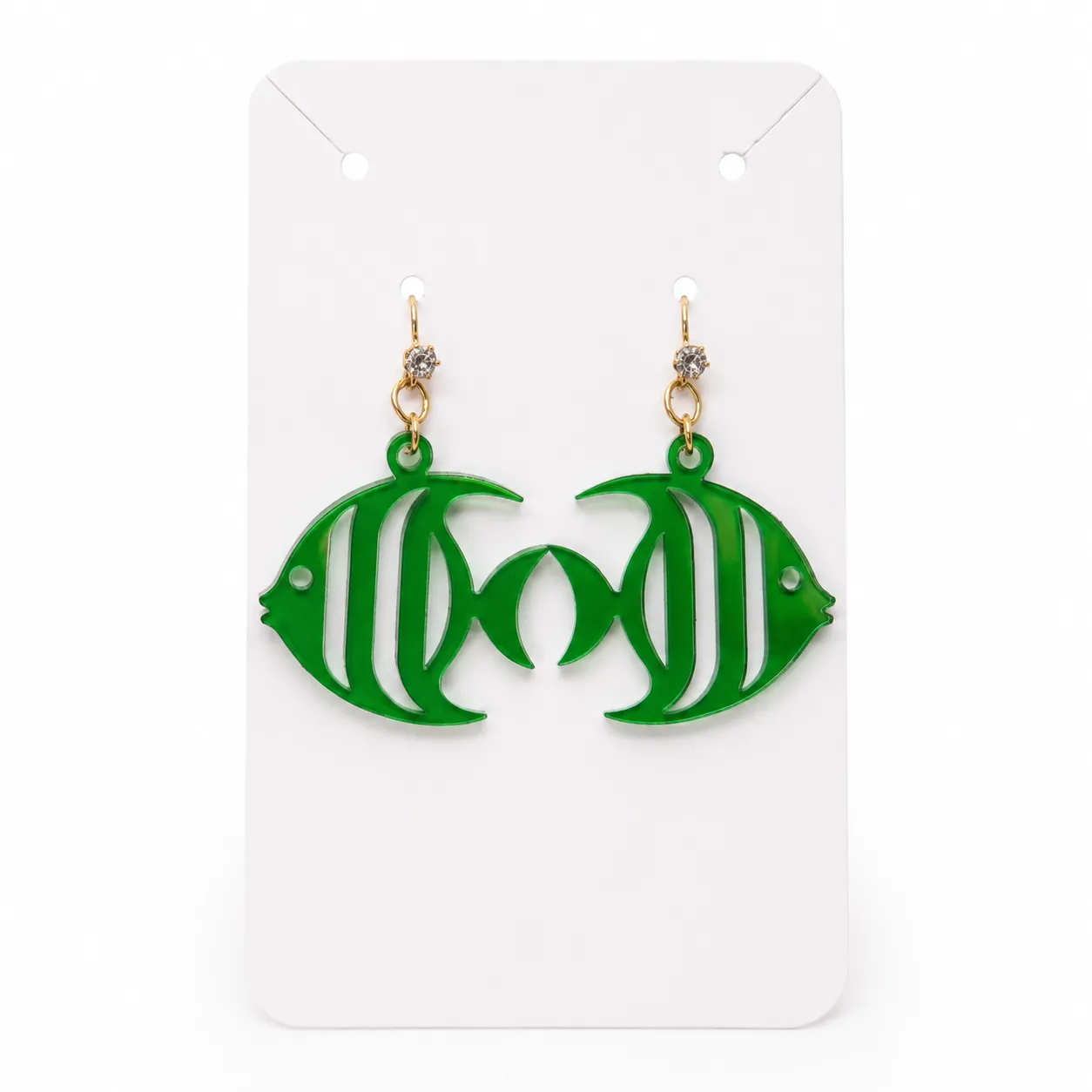 Tropical Angelfish Acrylic Earrings Translucent Blue/Green Angelfish Earrings