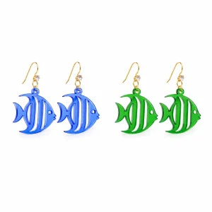 Tropical Angelfish Acrylic Earrings Translucent Blue/Green Angelfish Earrings