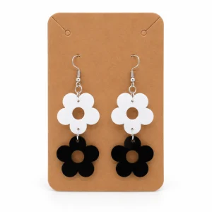 Double Daisy Black & White Acrylic Earrings Double Daisy Earrings (Black & White)