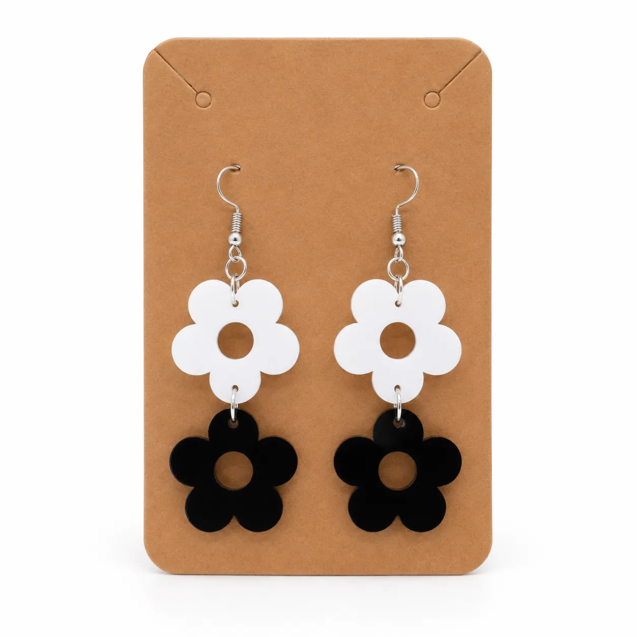 Double Daisy Black & White Acrylic Earrings Double Daisy Earrings (Black & White)