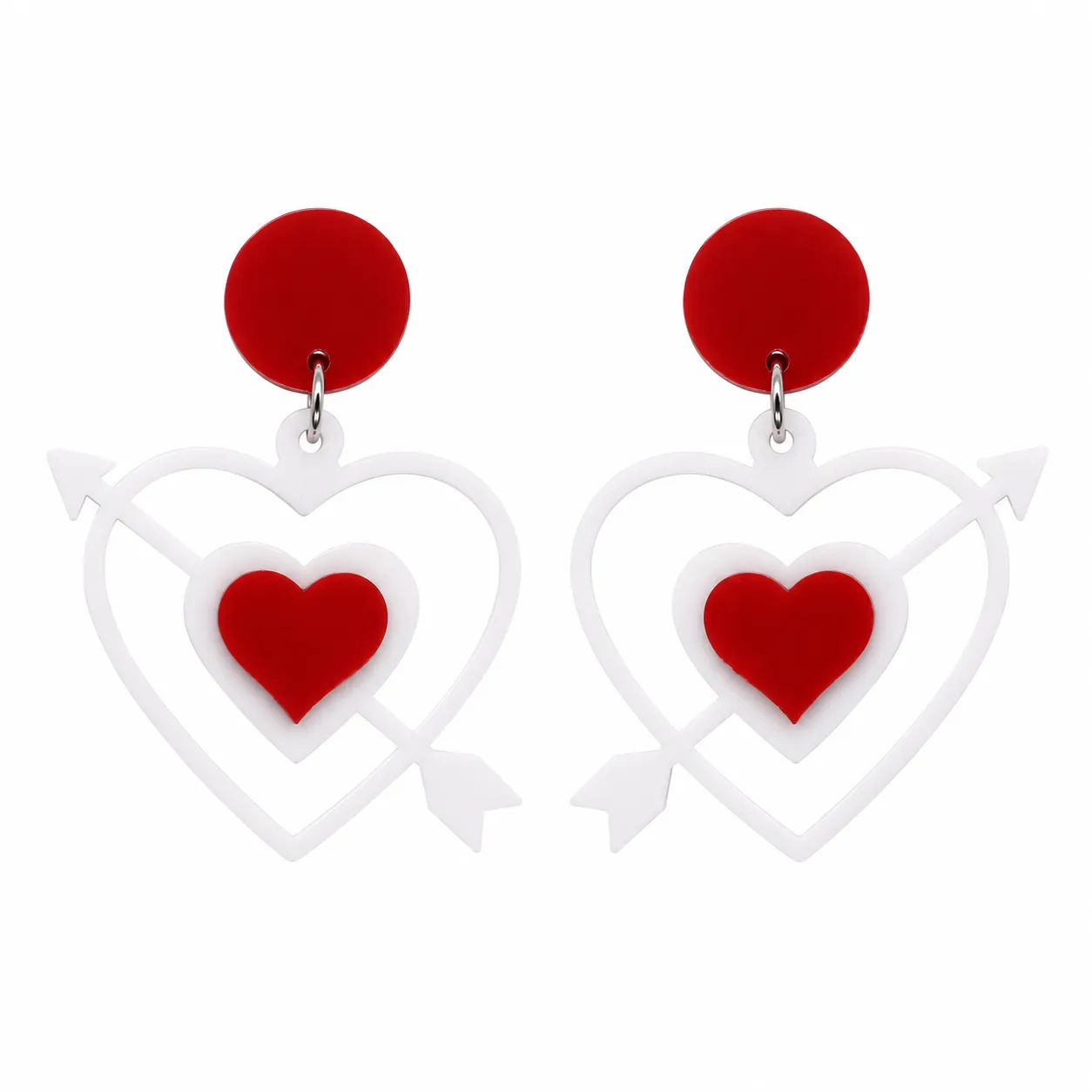 Struck By Love Heart & Arrow Acrylic Earrings Struck By Love Acrylic Earrings
