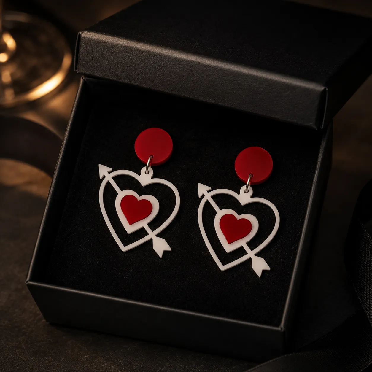 Struck By Love Heart & Arrow Acrylic Earrings Struck By Love Acrylic Earrings