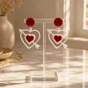 Struck By Love Heart & Arrow Acrylic Earrings Struck By Love Acrylic Earrings