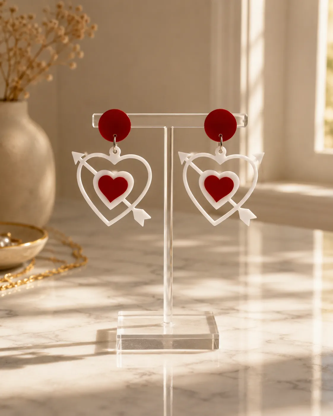 Struck By Love Heart & Arrow Acrylic Earrings Struck By Love Acrylic Earrings