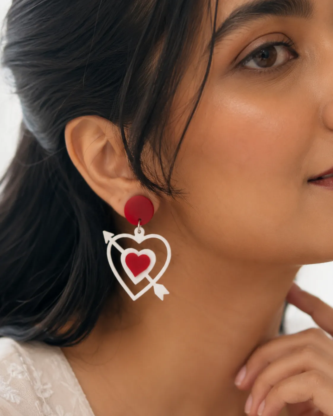 Struck By Love Heart & Arrow Acrylic Earrings Struck By Love Acrylic Earrings