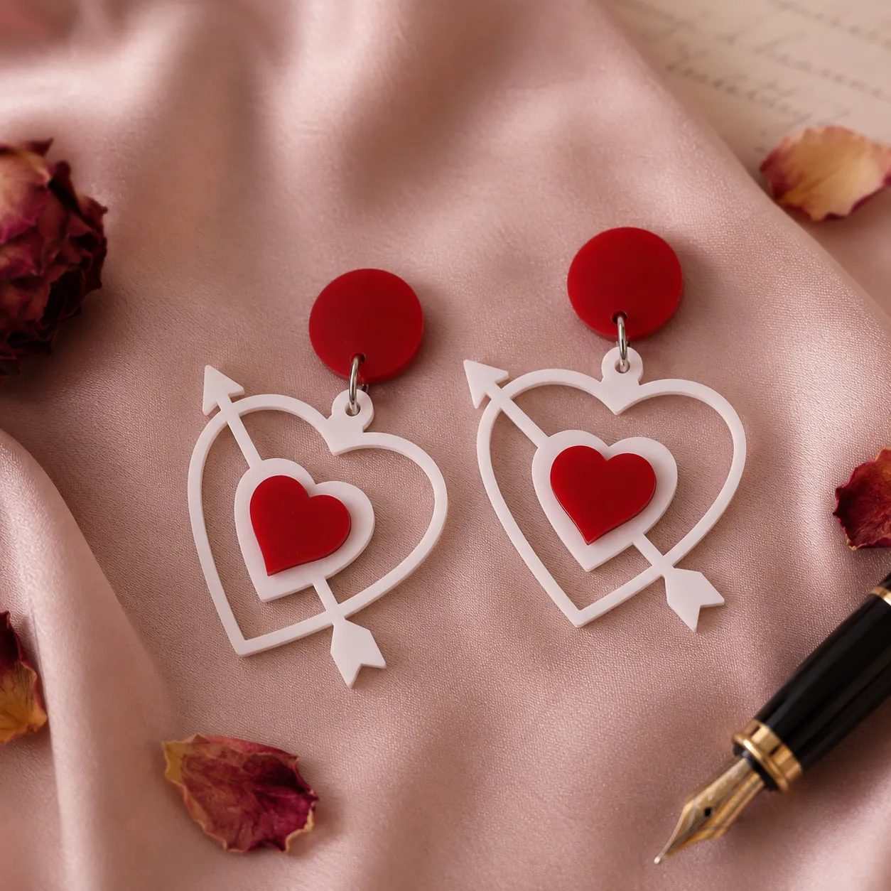 Struck By Love Heart & Arrow Acrylic Earrings Struck By Love Acrylic Earrings