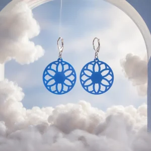 Pacific Blue Floral Medallion Necklace & Earrings Set
