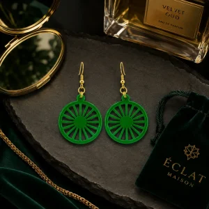 Modern Geometric Sun Wheel Earrings