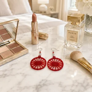 Modern Geometric Sun Wheel Earrings