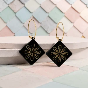 Noor-e-Gul Black & Gold Earrings