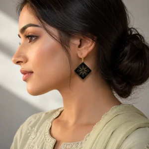 Noor-e-Gul Black & Gold Earrings