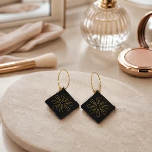 Noor-e-Gul Black & Gold Earrings