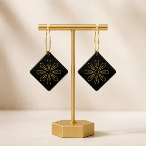 Noor-e-Gul Black & Gold Earrings