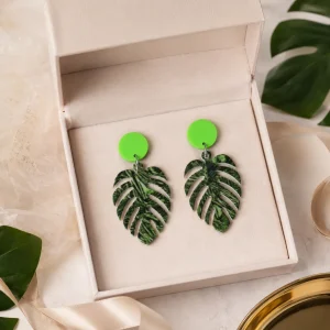 Tropical Edge Monstera Acrylic Earrings
