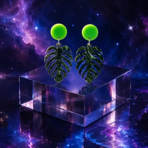 Tropical Edge Monstera Acrylic Earrings