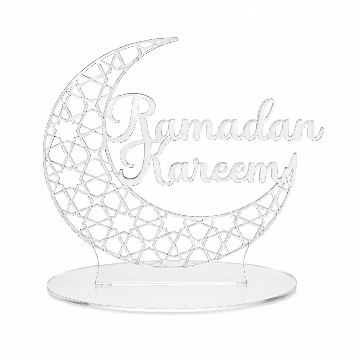 Ramadan Kareem Clear Acrylic Crescent Table Decor Geometric Crescent Ramadan Centerpiece