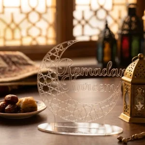 Ramadan Kareem Clear Acrylic Crescent Table Decor Geometric Crescent Ramadan Centerpiece