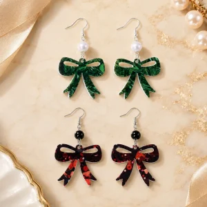 Garden Bow Pearl Acrylic Earrings
