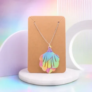 Pastel Shell Printed Acrylic Earrings & Pendant Necklace Set