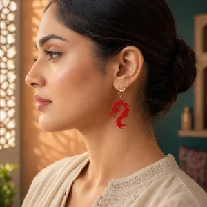 Crimson Fury Dragon Acrylic Earrings Crimson Fury Dragon Acrylic Earrings