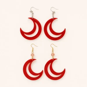 Scarlet Moon Acrylic Earrings