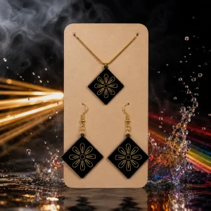 Noor-e-Gul Black & Gold Earrings
